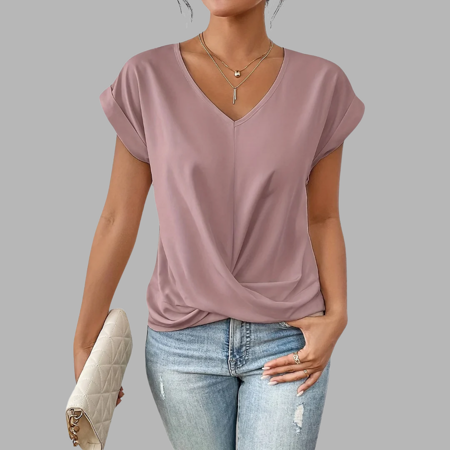 Lucie | T-shirt col V à nœud