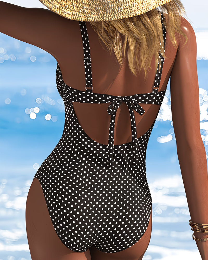 Eendelige stippen-das met mesh-patchwork