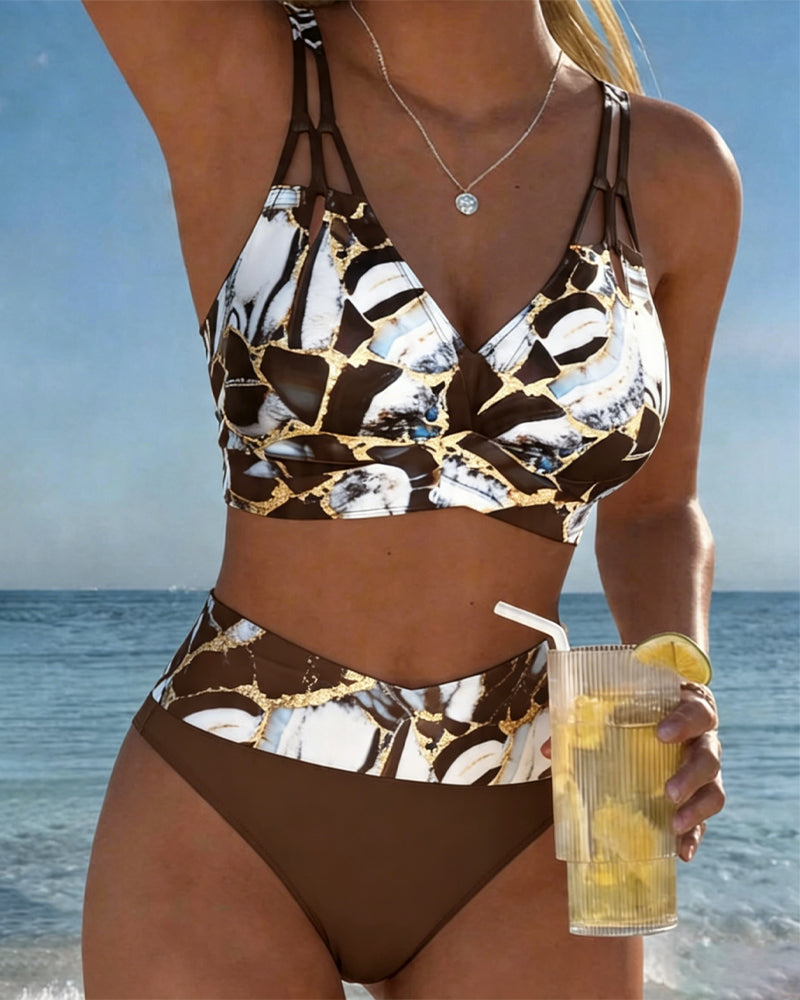 Designer bikini met schouderbandjes en uitsneden