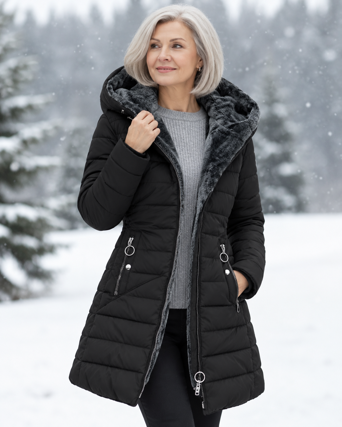 Aveline | Manteau d’hiver à capuche et doublure polaire