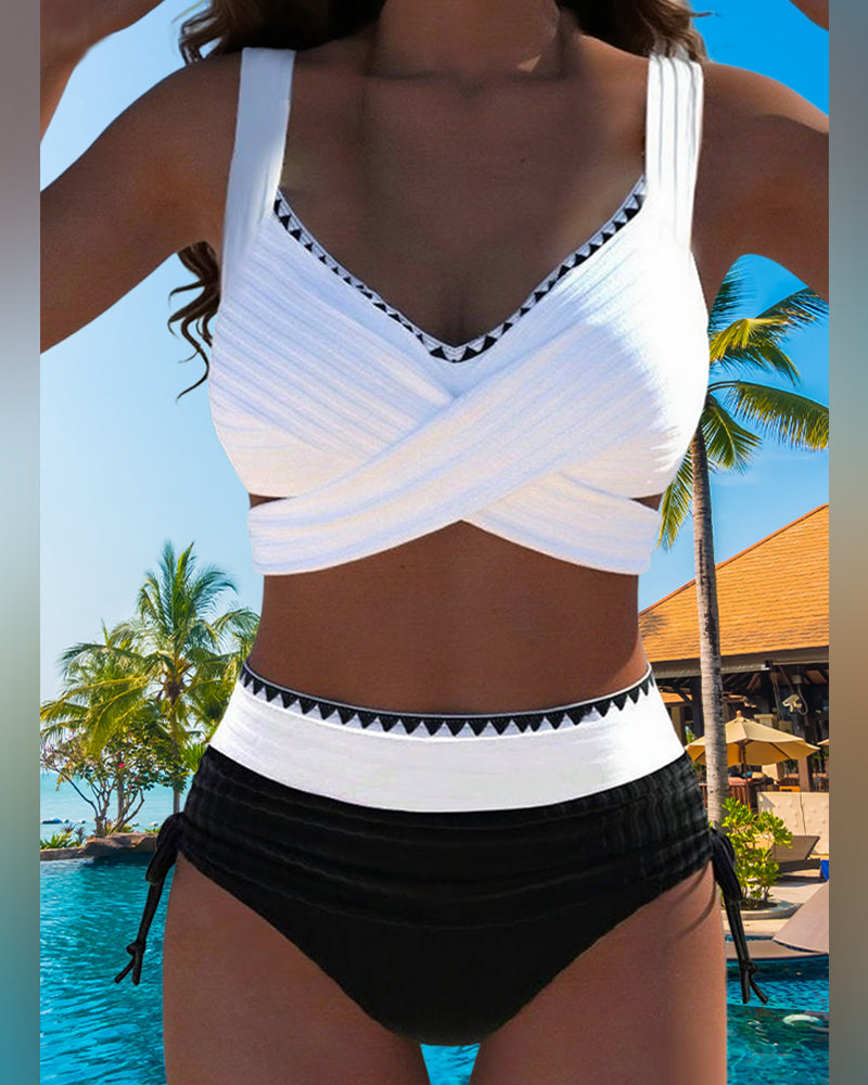 Casual bikini met contrasterende stiksels, tweedelig