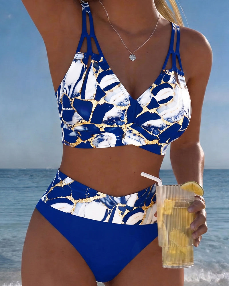 Designer bikini met schouderbandjes en uitsneden