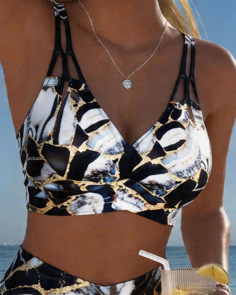Designer bikini met schouderbandjes en uitsneden