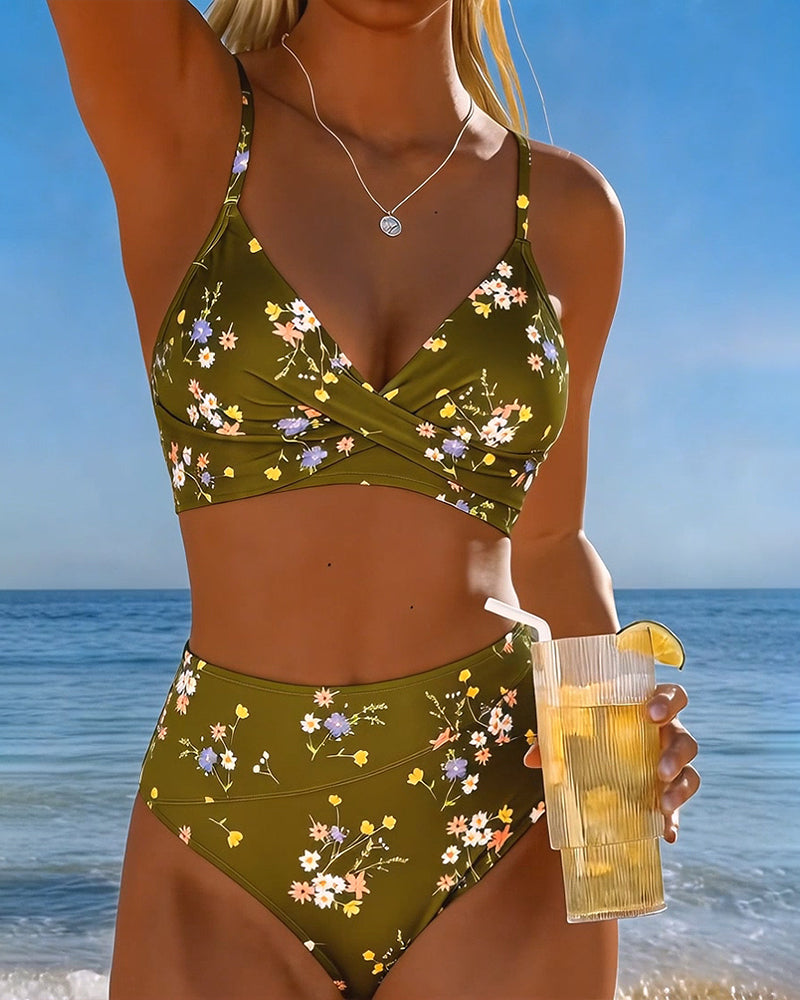 Sexy bikini met gekruist bloemenmotief
