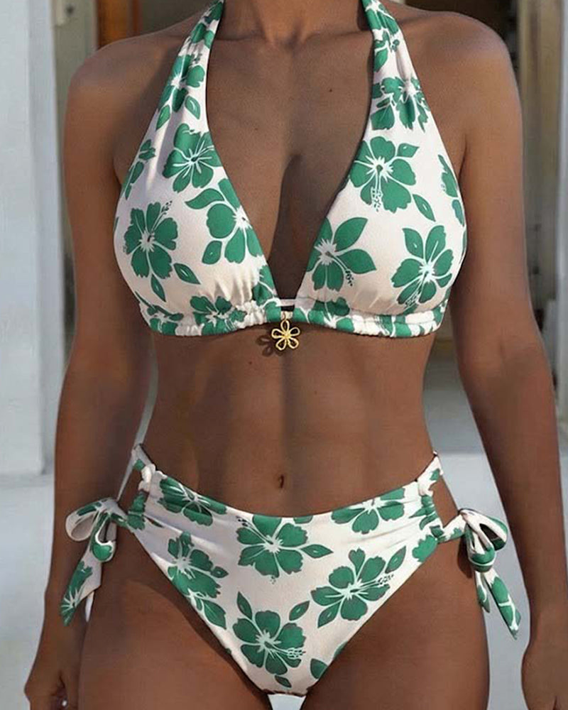 Hibiscus Bikini met Halter-hals