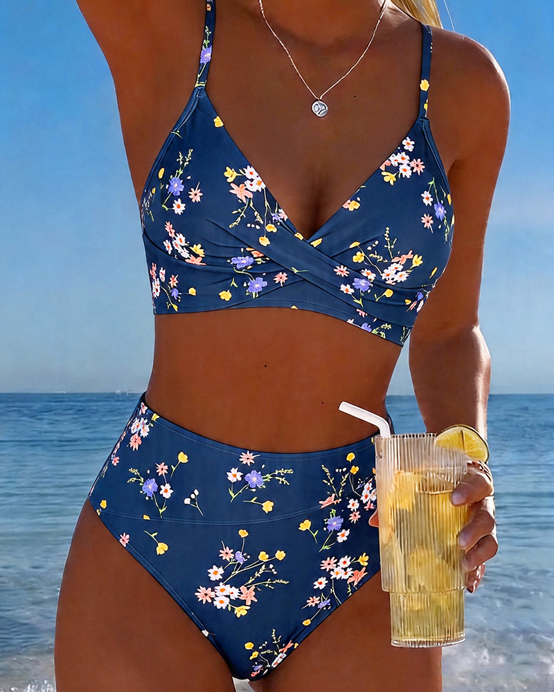 Sexy bikini met gekruist bloemenmotief
