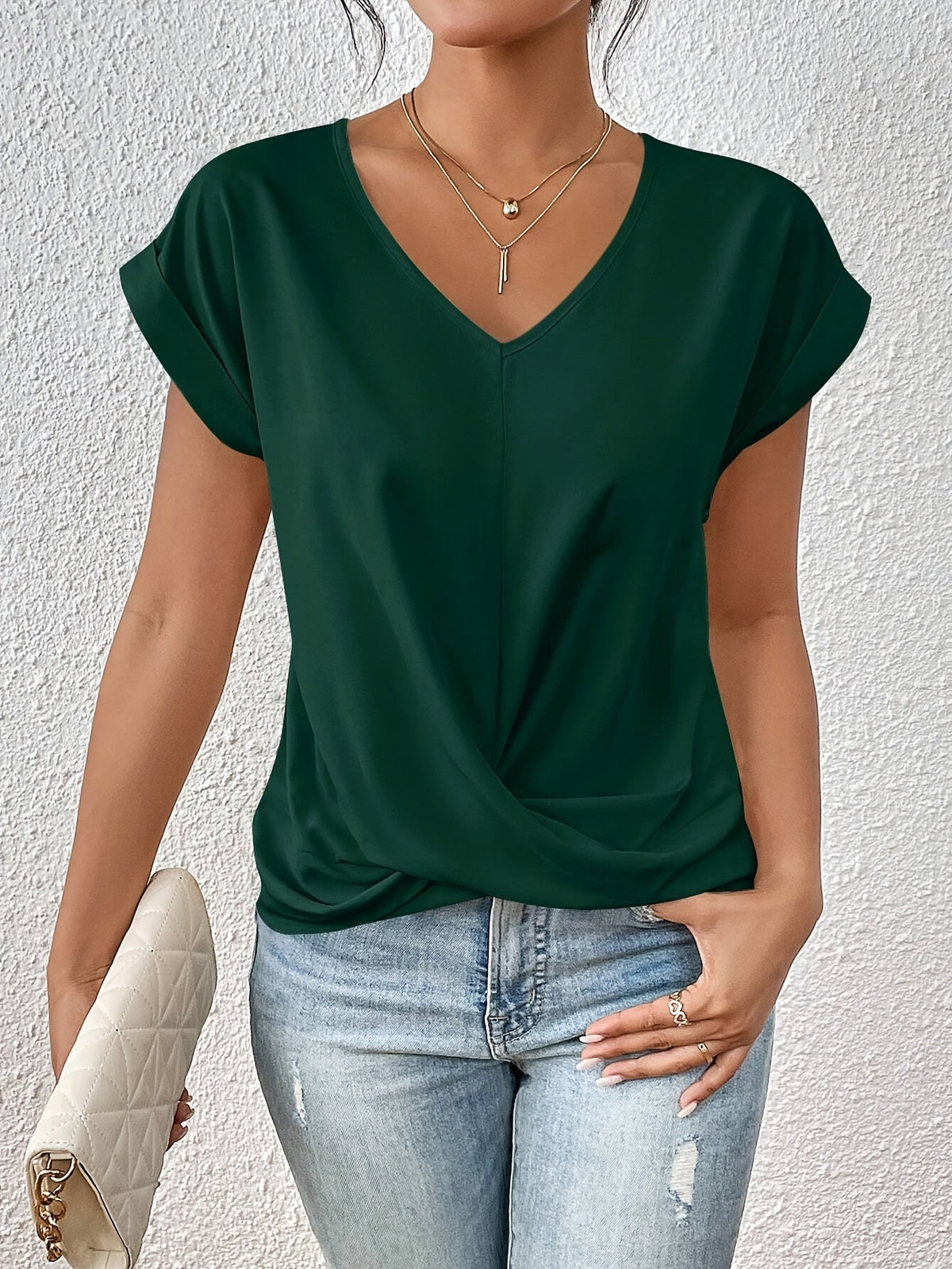 Lucie | T-shirt col V à nœud