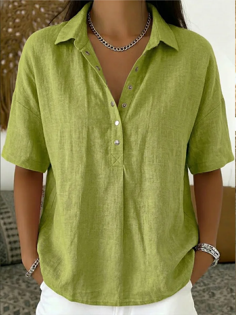 Charlotte | Blouse Henley à manches courtes