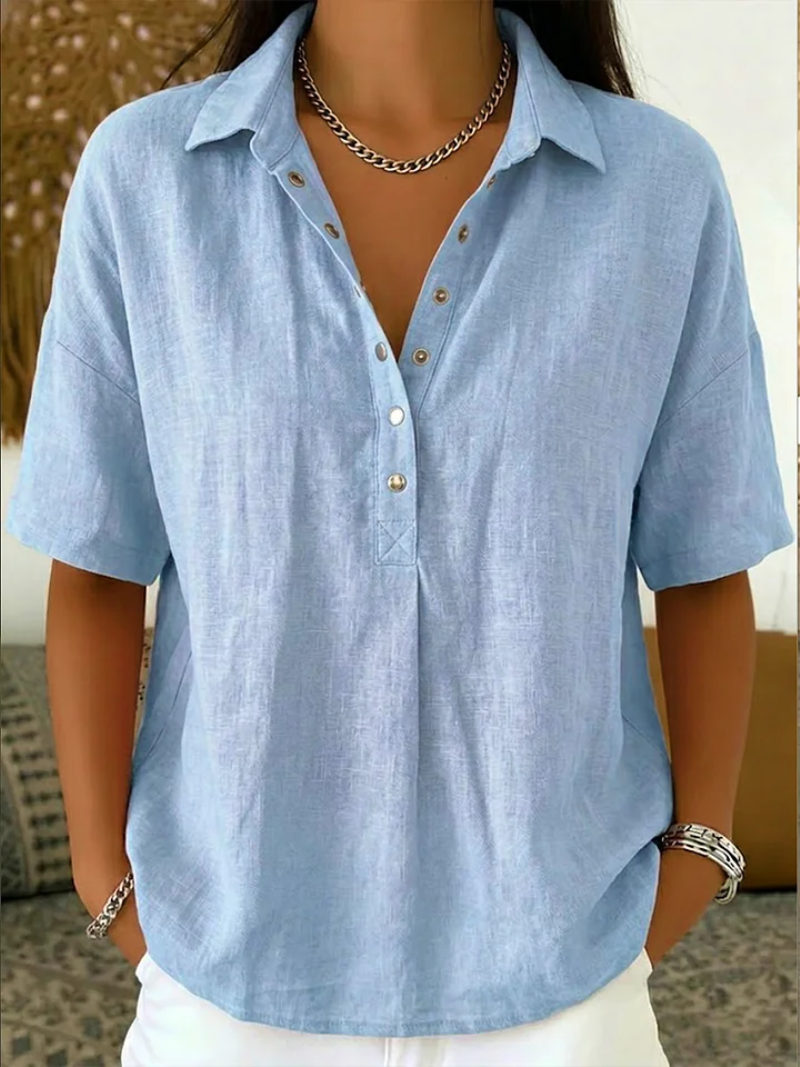 Charlotte | Blouse Henley à manches courtes