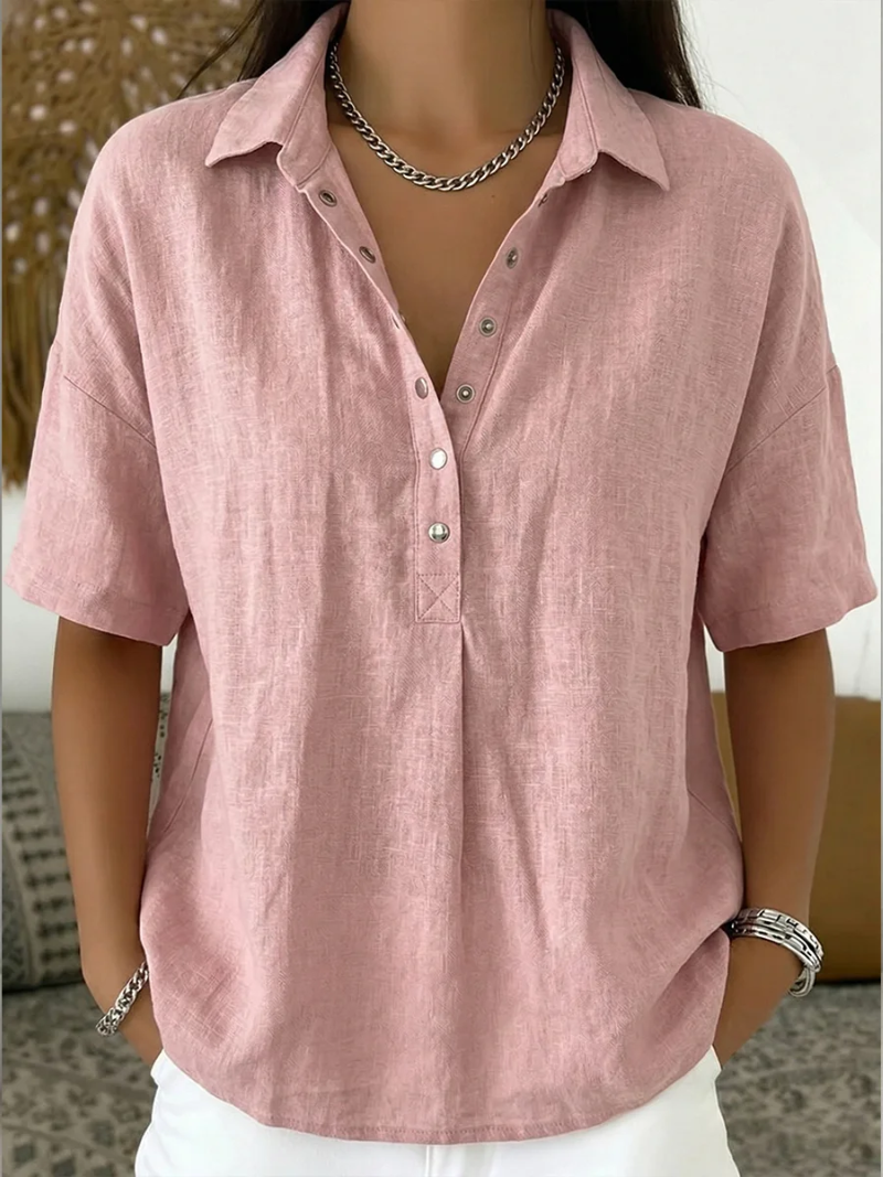 Charlotte | Blouse Henley à manches courtes