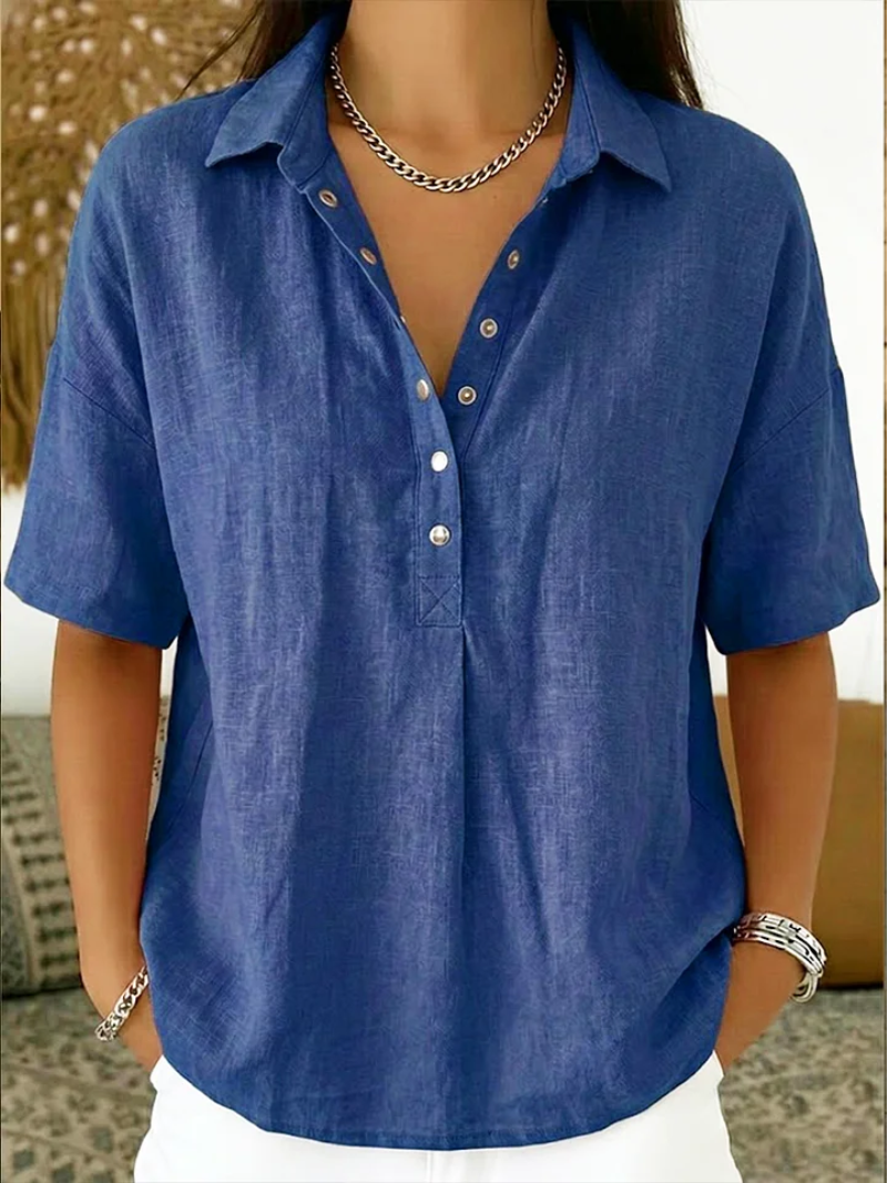 Charlotte | Blouse Henley à manches courtes