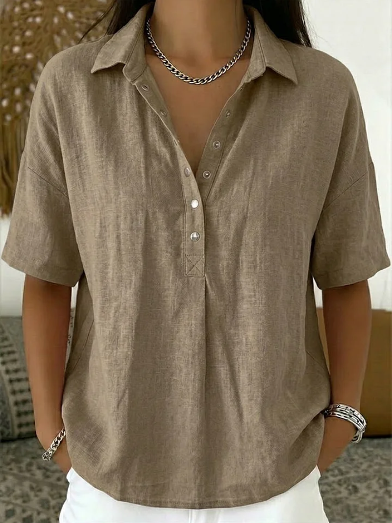 Charlotte | Blouse Henley à manches courtes