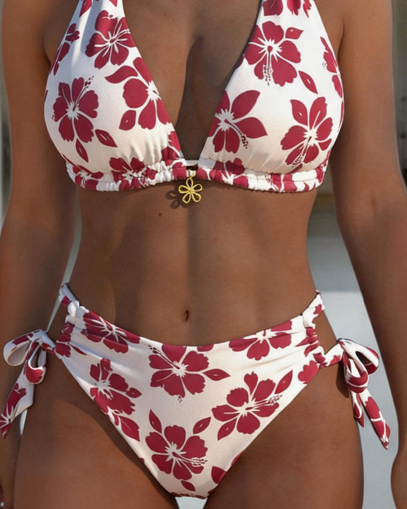 Hibiscus Bikini met Halter-hals