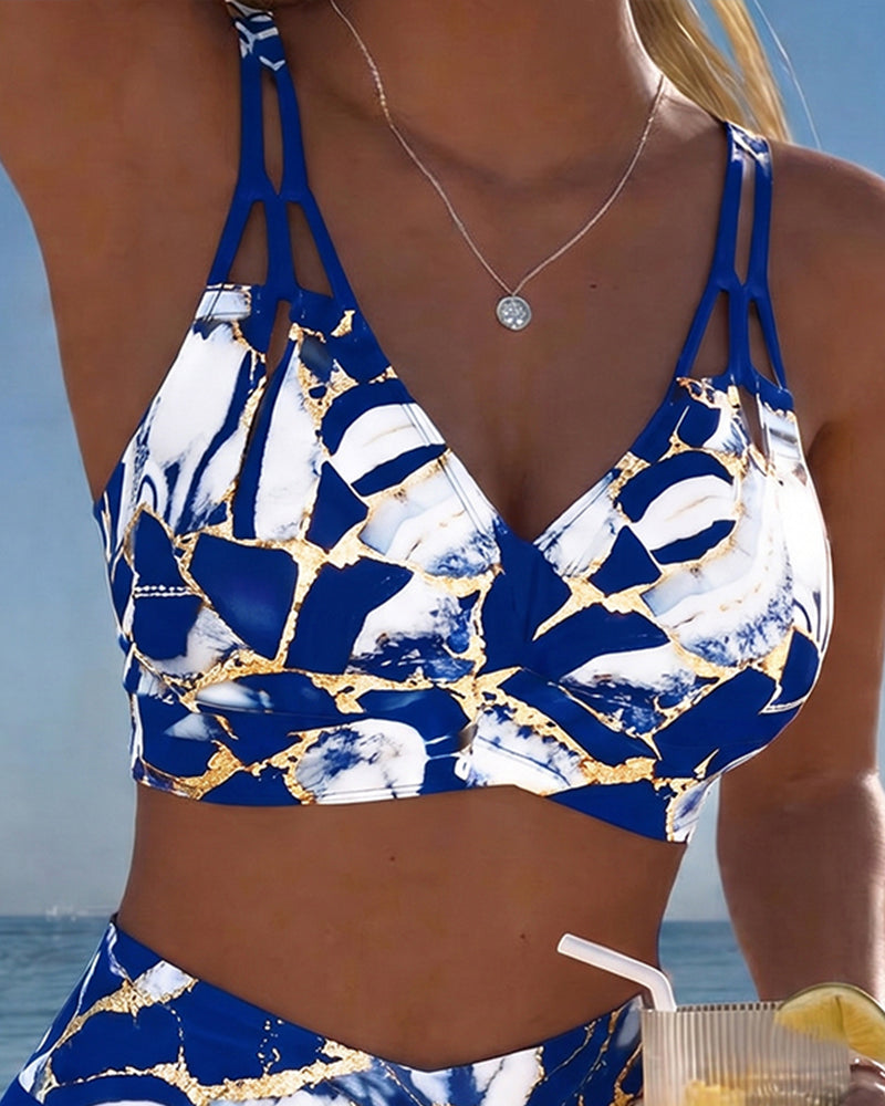 Designer bikini met schouderbandjes en uitsneden