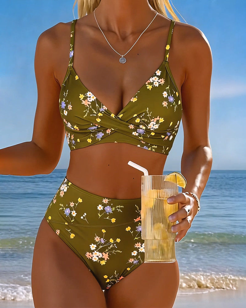 Sexy bikini met gekruist bloemenmotief