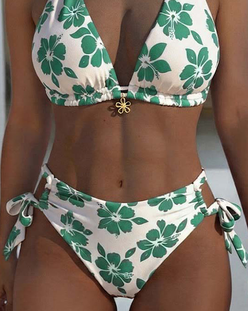 Hibiscus Bikini met Halter-hals