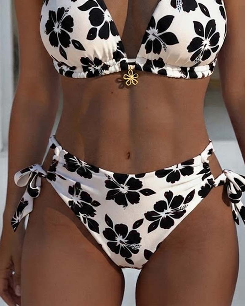 Hibiscus Bikini met Halter-hals