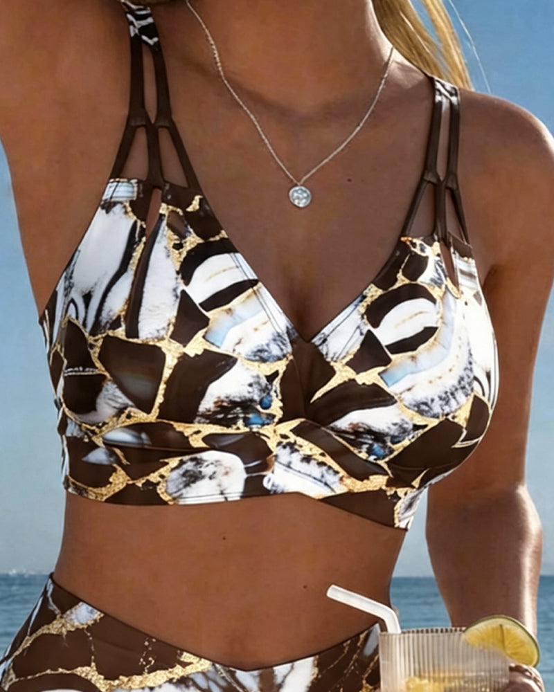 Designer bikini met schouderbandjes en uitsneden