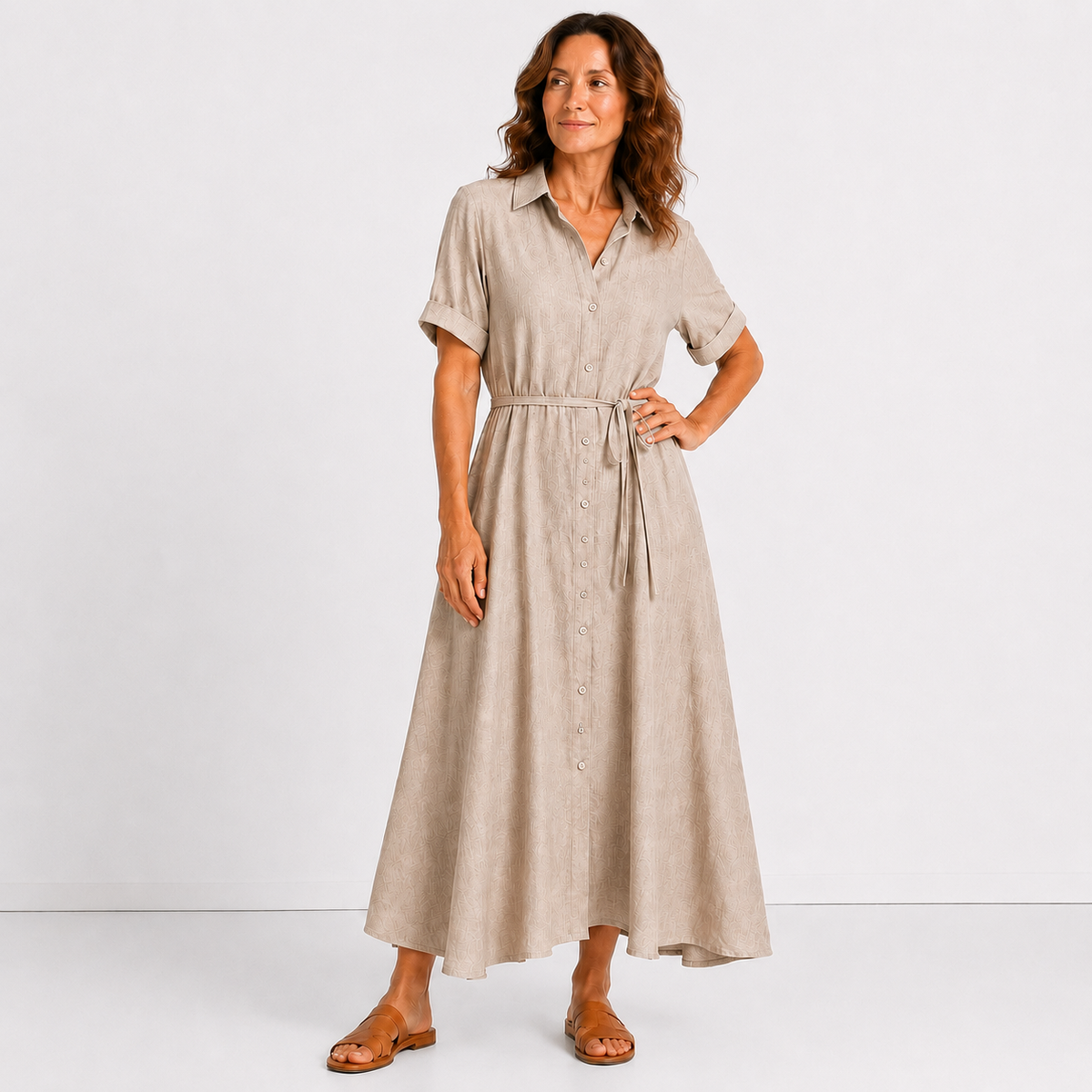 Jade - Elegante lange linnen jurk