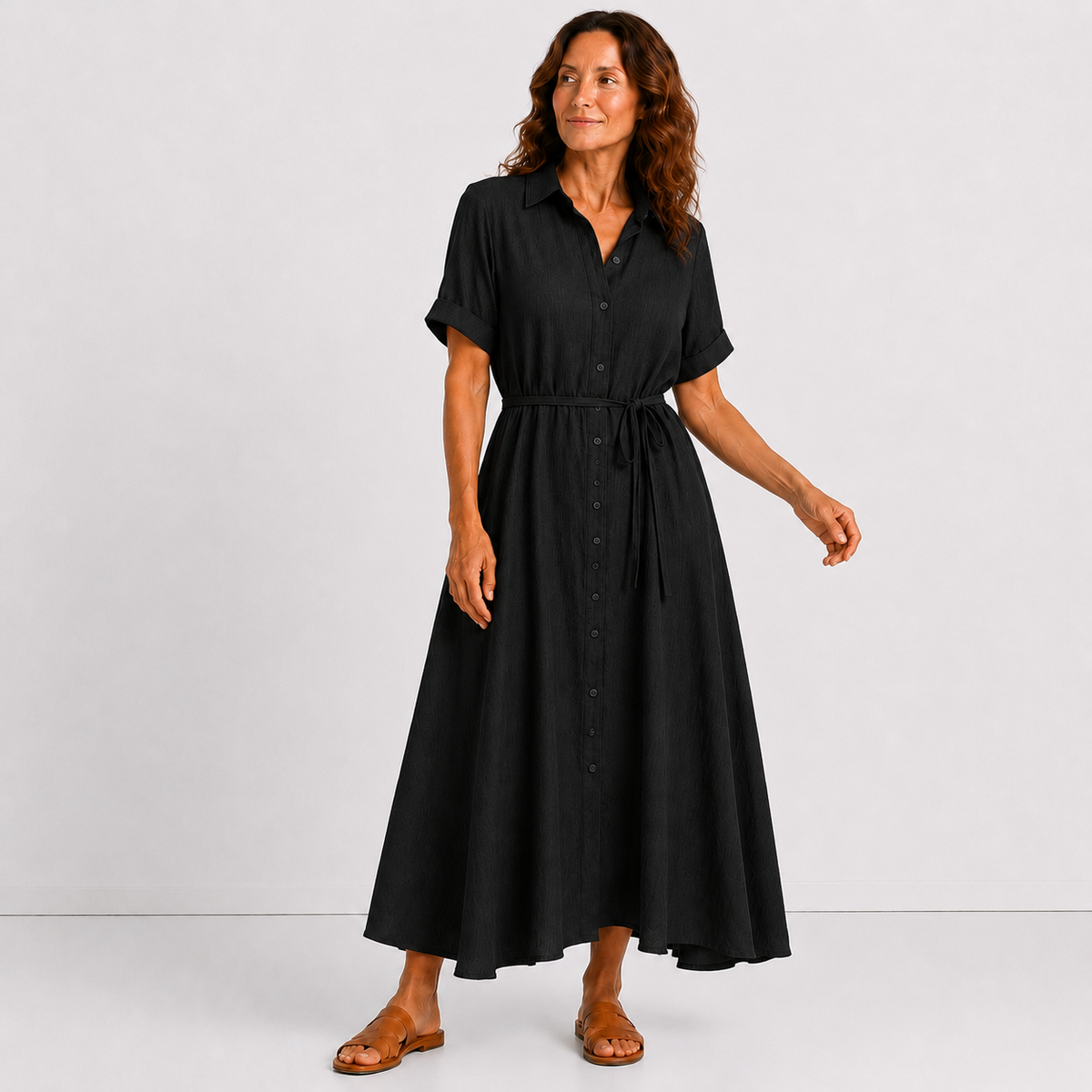 Jade - Elegante lange linnen jurk