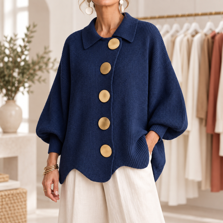 Isadora | Cardigan oversize à boutons dorés