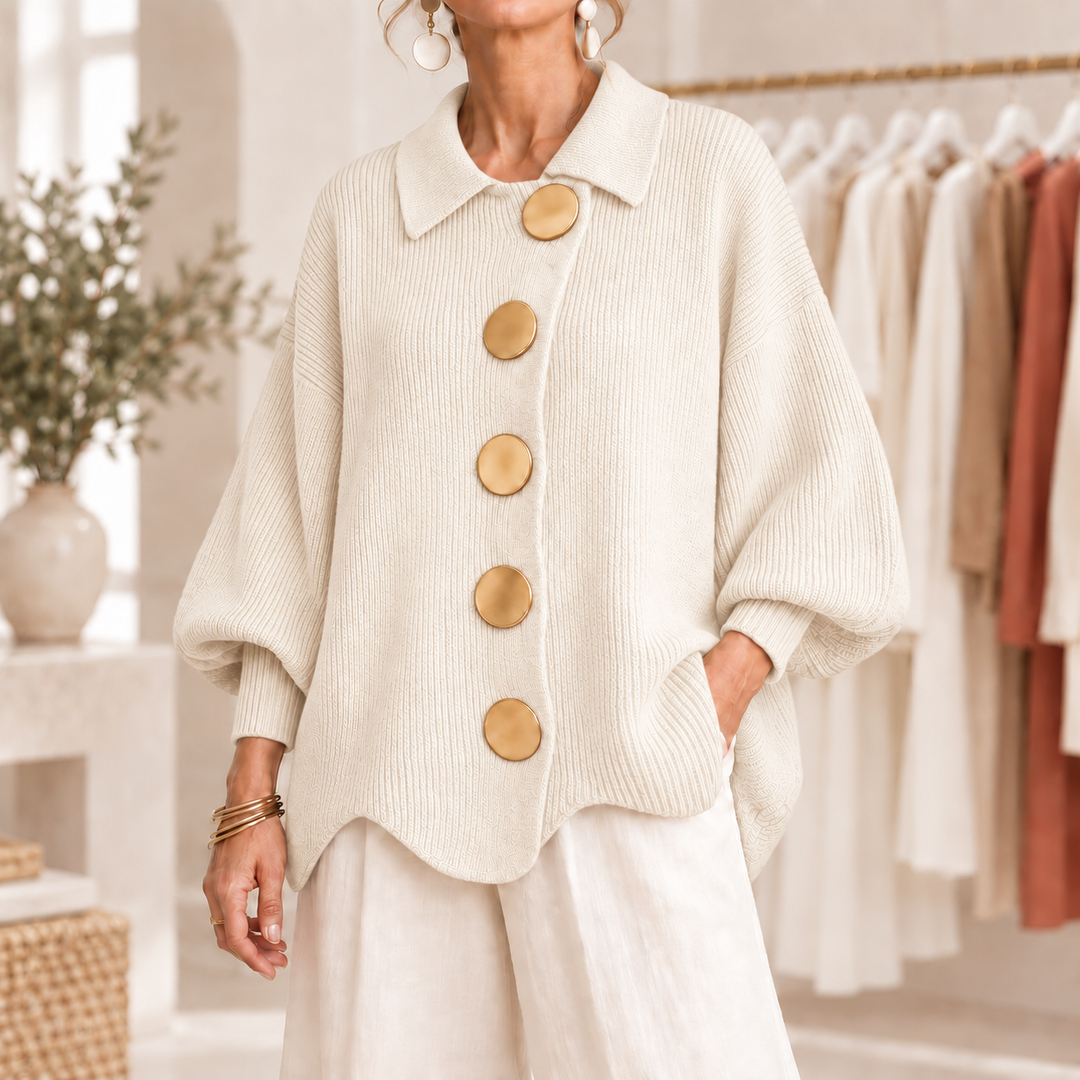 Isadora | Cardigan oversize à boutons dorés