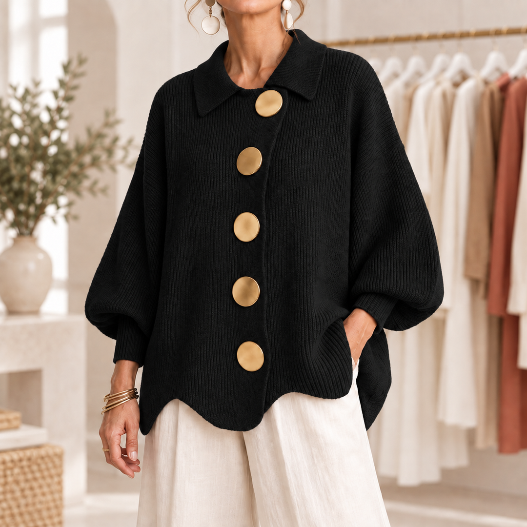 Isadora | Cardigan oversize à boutons dorés
