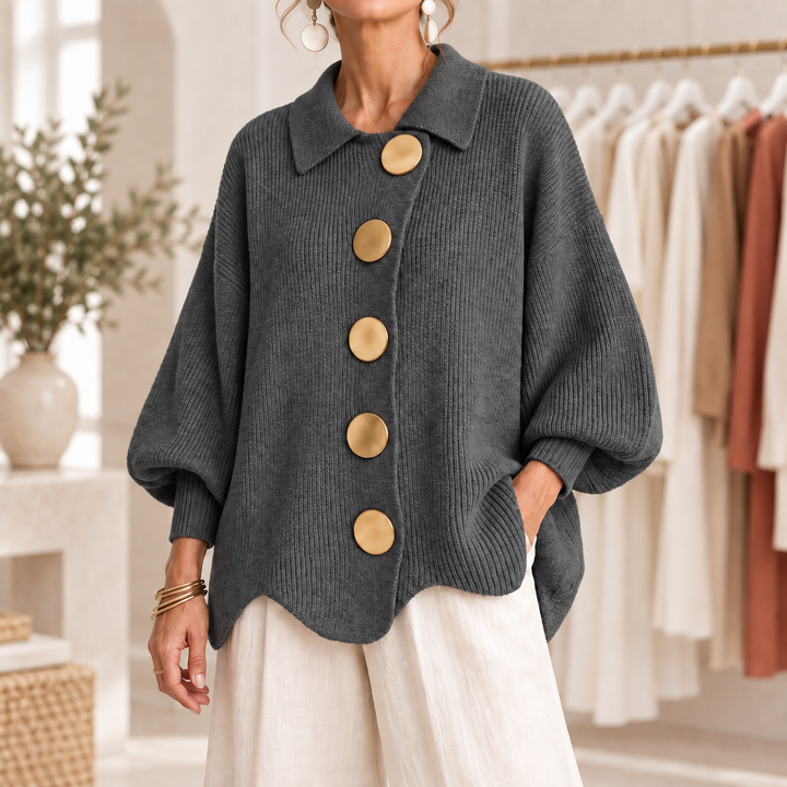 Isadora | Cardigan oversize à boutons dorés