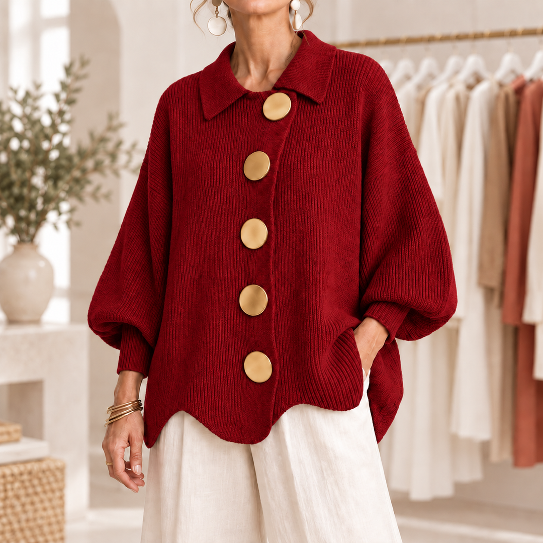 Isadora | Cardigan oversize à boutons dorés