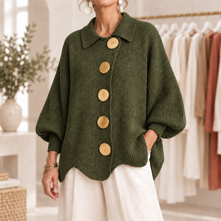 Isadora | Cardigan oversize à boutons dorés