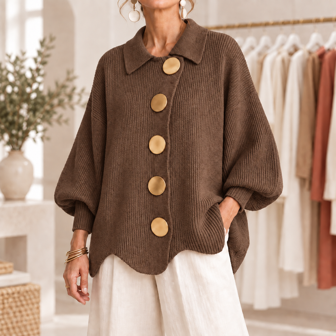 Isadora | Cardigan oversize à boutons dorés