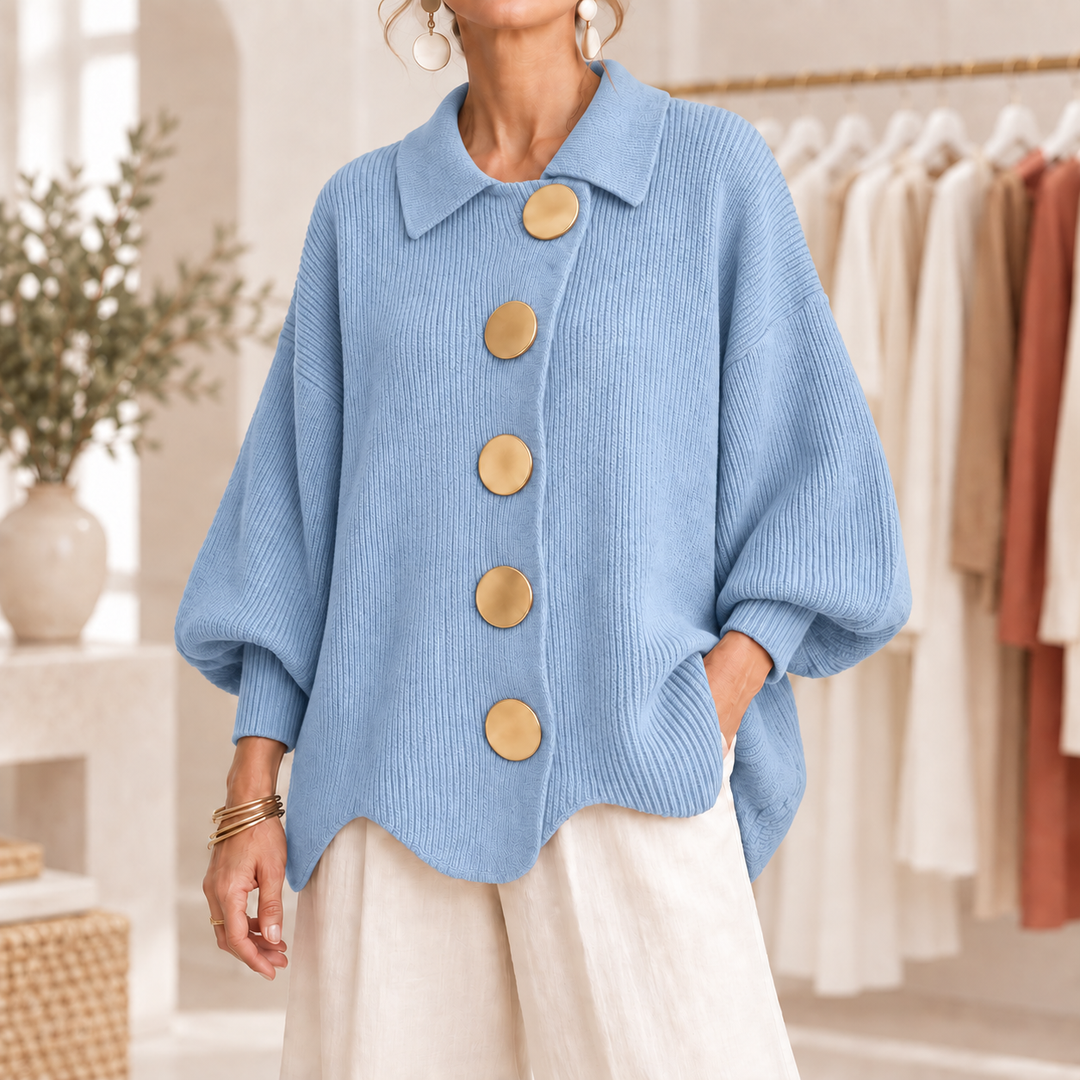 Isadora | Cardigan oversize à boutons dorés