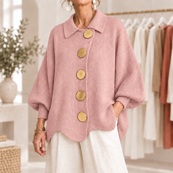 Isadora | Cardigan oversize à boutons dorés