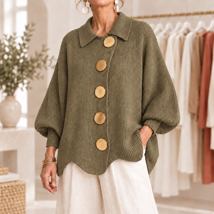 Isadora | Cardigan oversize à boutons dorés