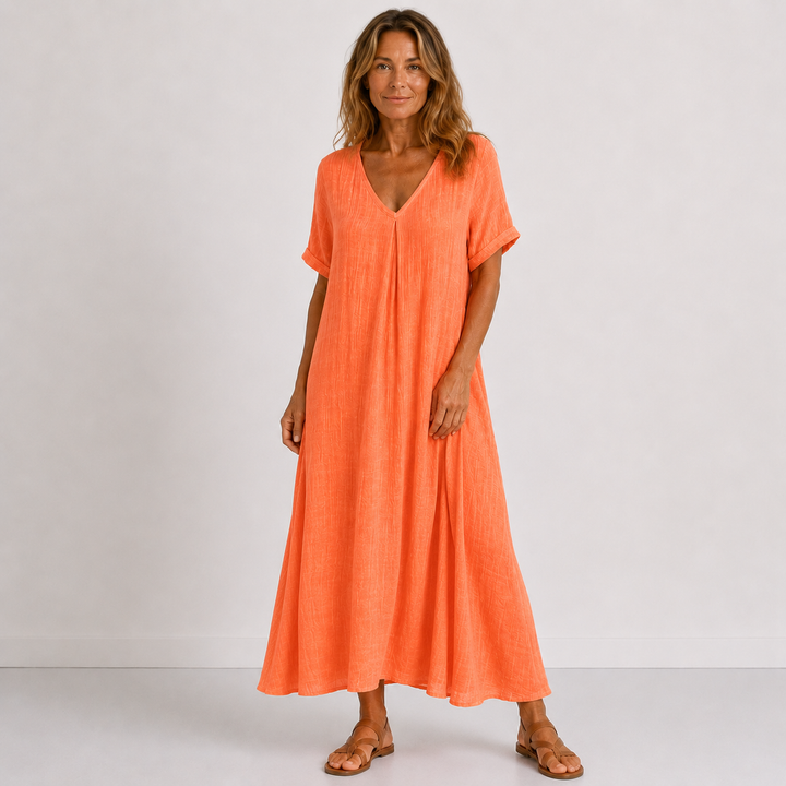 Violette - Robe longue fluide en lin