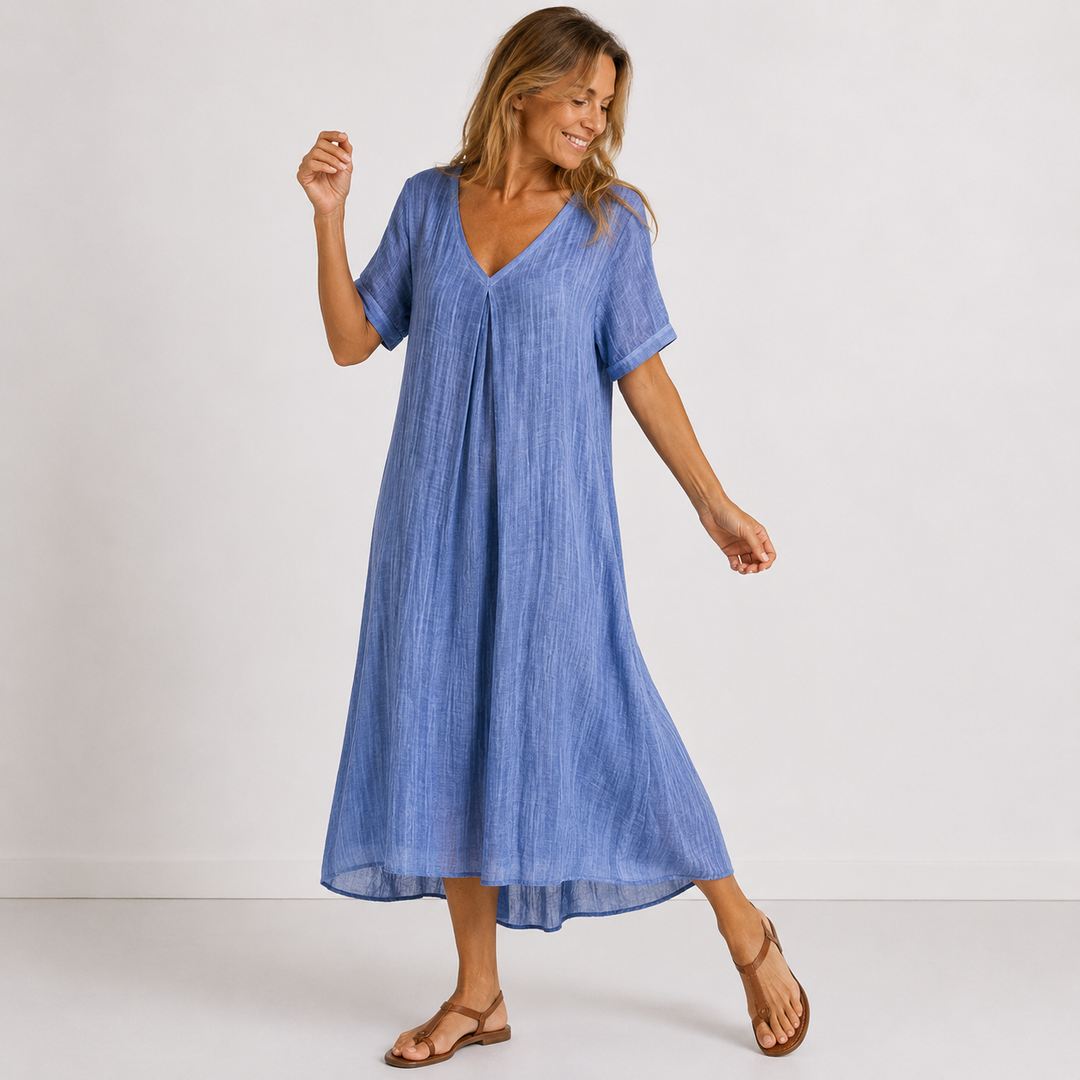 Violette - Robe longue fluide en lin