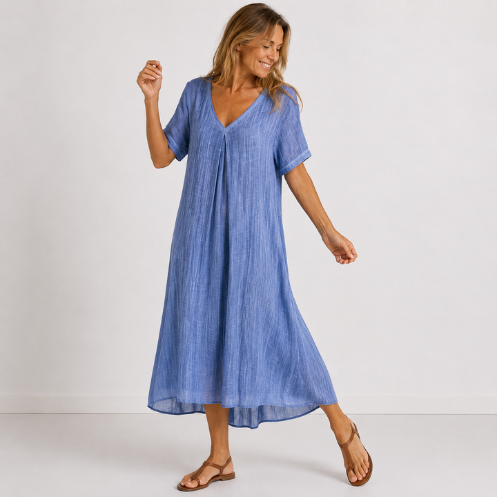 Violette - Robe longue fluide en lin