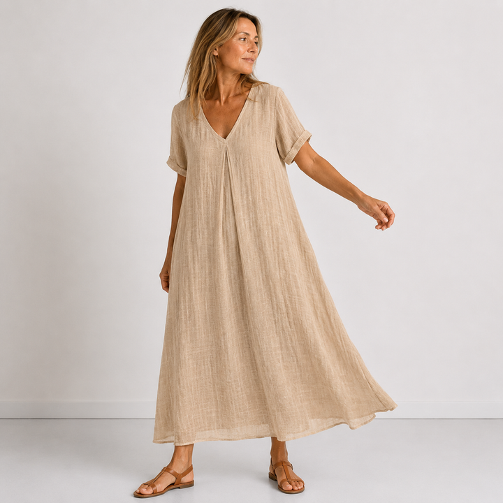 Violette - Robe longue fluide en lin