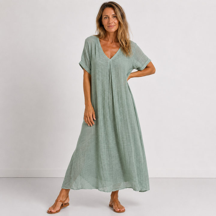 Violette - Robe longue fluide en lin