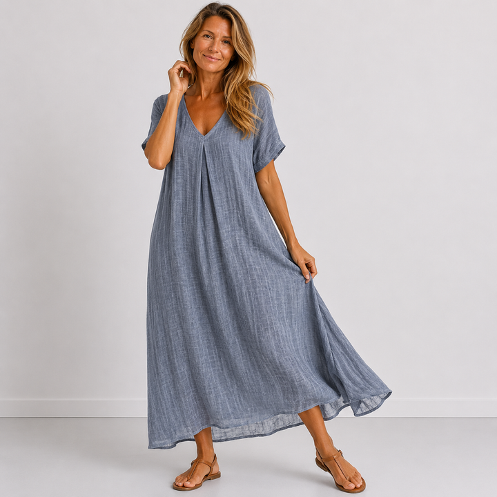Violette - Robe longue fluide en lin