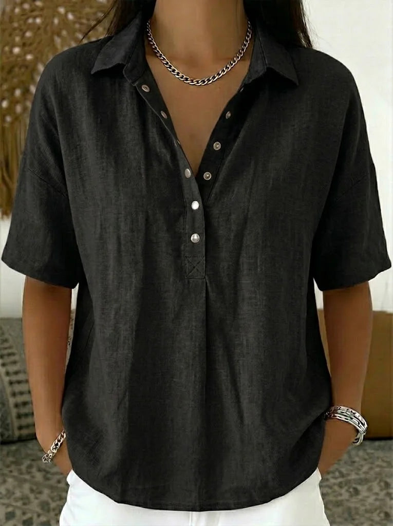 Charlotte | Blouse Henley à manches courtes