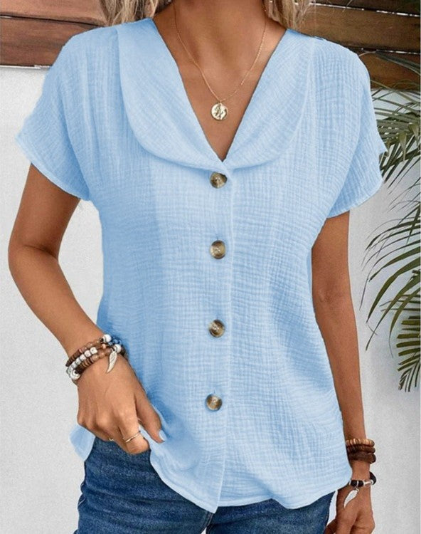 Liliane | Blouse boutonnée à grand col