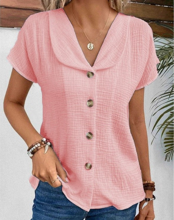 Liliane | Blouse boutonnée à grand col