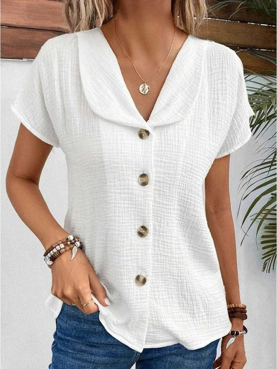 Liliane | Blouse boutonnée à grand col