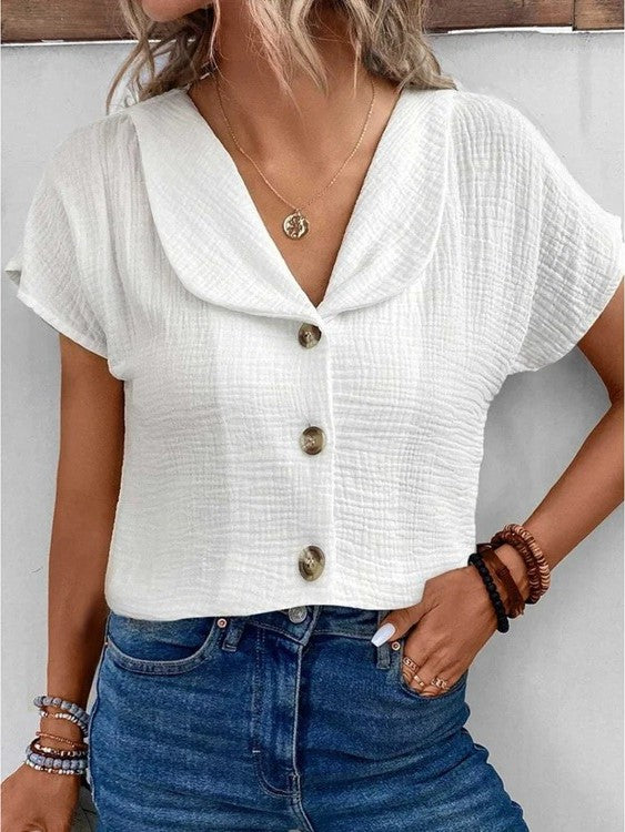 Liliane | Blouse boutonnée à grand col