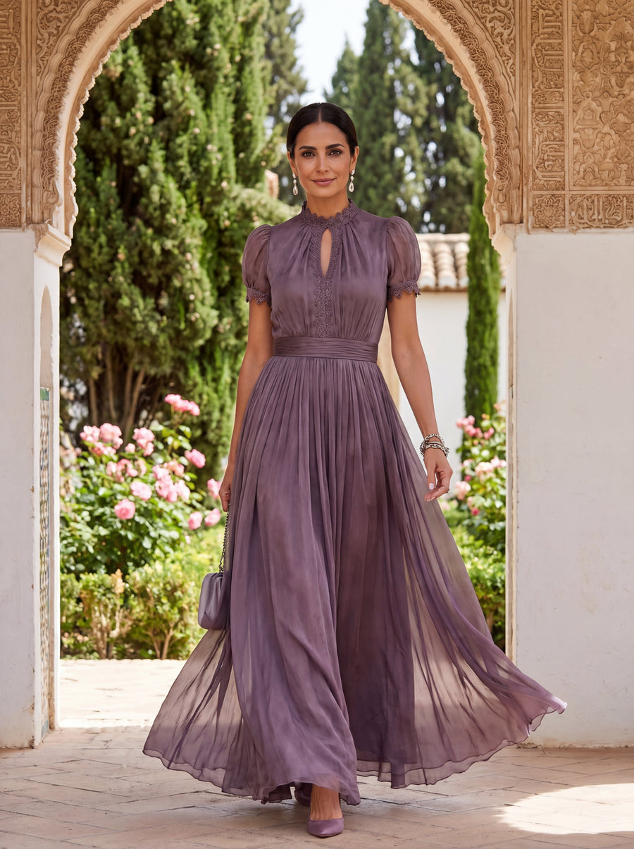 Lange Flavia-jurk van luxueuze stof - Ongeëvenaarde elegantie bij Maison Claire et Sylvie
