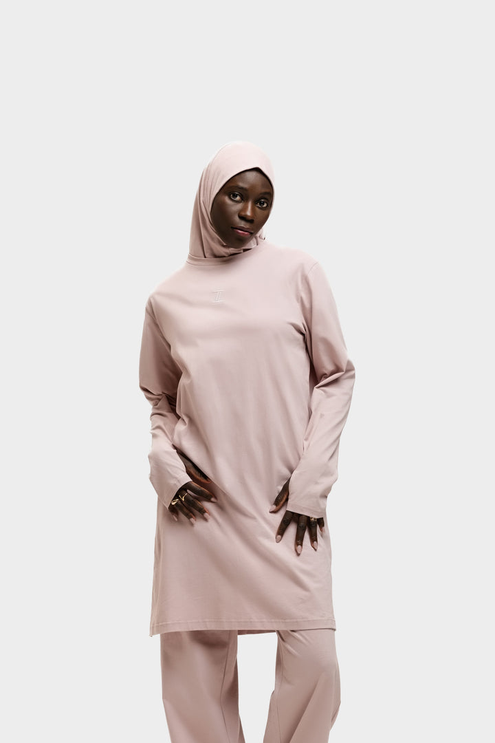 Cotton Sports Hijab Greyish Pink