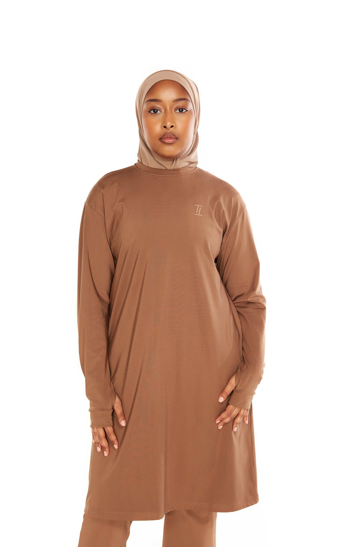 Performance Oversized T-shirt Taupe