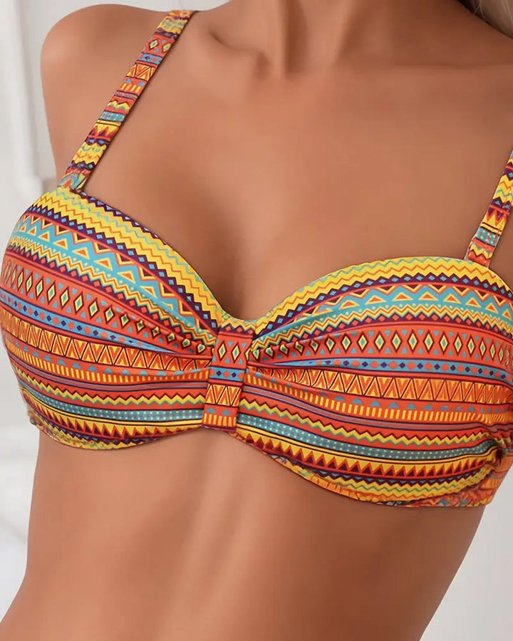 Maillot De Bain Deux Pièces Soutien-Gorge Imprimé Rayé