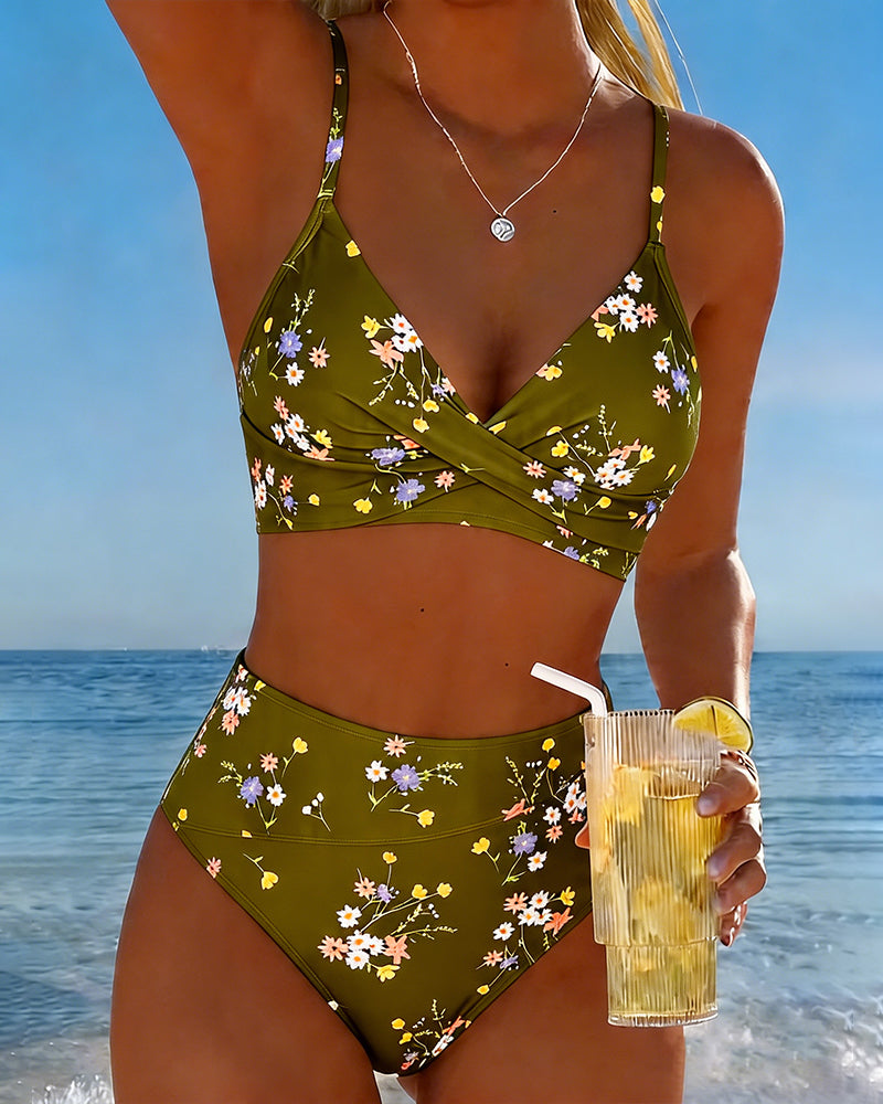 Sexy bikini met gekruist bloemenmotief